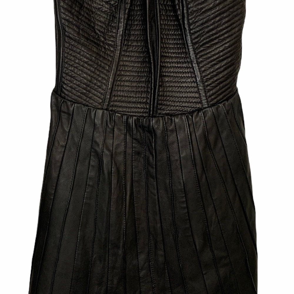Parker Sz M Black Leather Corset Mini Dress - Picture 4 of 7